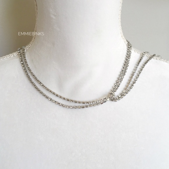 NWT Rhinestone Plunge Necklace ~ Multiple Ways of Wearing ~ Lariat / Choker Hair - Picture 3 of 12